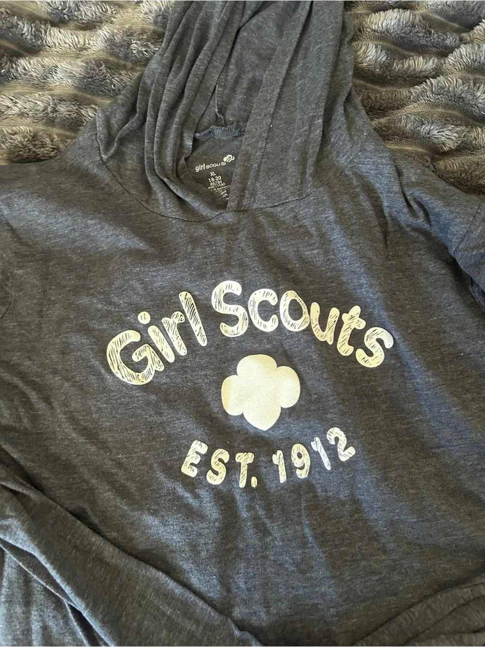 Grey Hooded Long Sleeve Tee Girl Scouts official